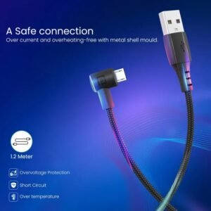 Portronics Micro USB Cable 2 A 1.2 m Konnect HD Fast Charging & Data Sync  (Compatible with Smartphones, Black, One Cable)
